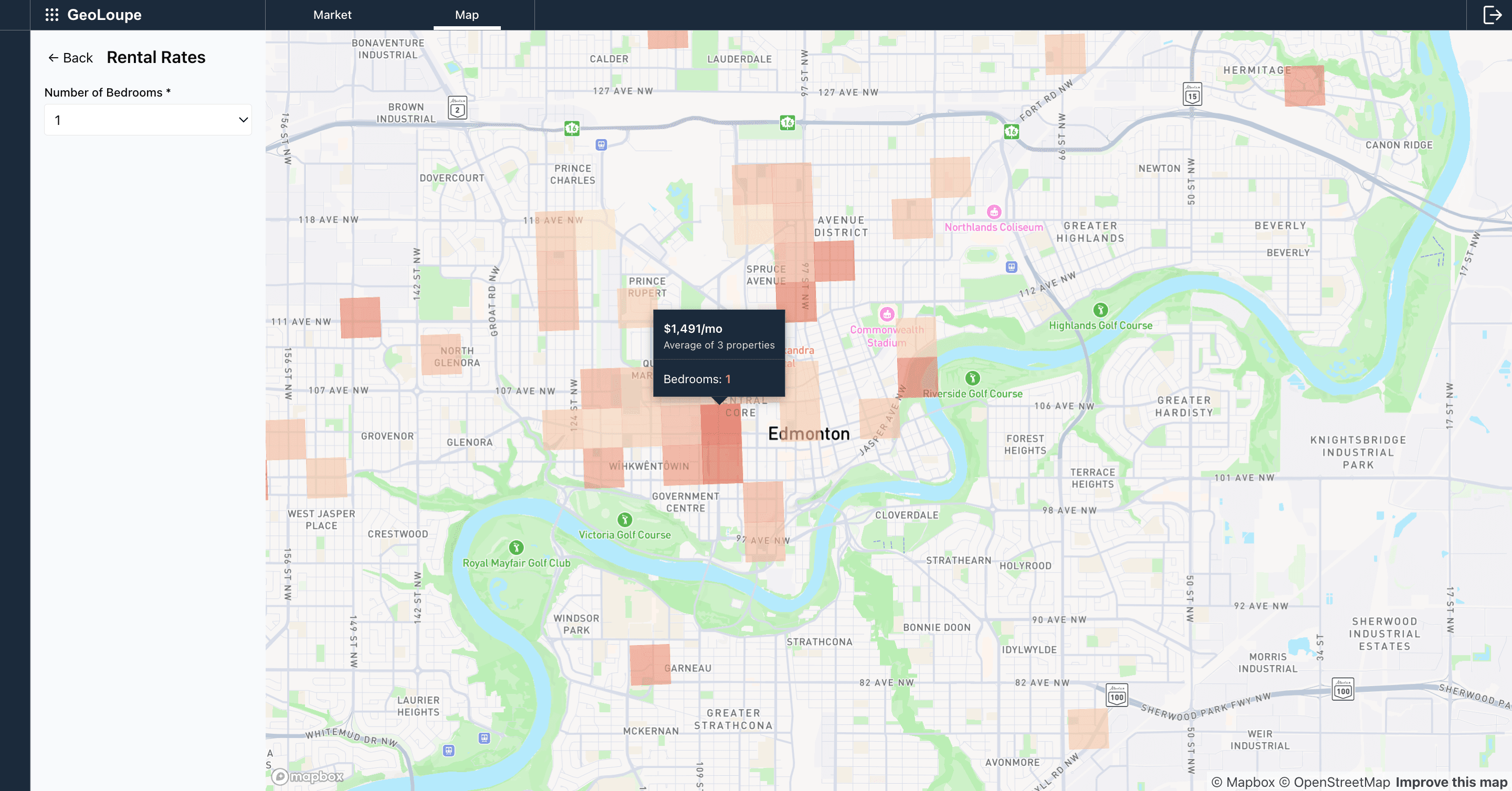 Spatial analysis of rental rates across neighborhoods and submarkets