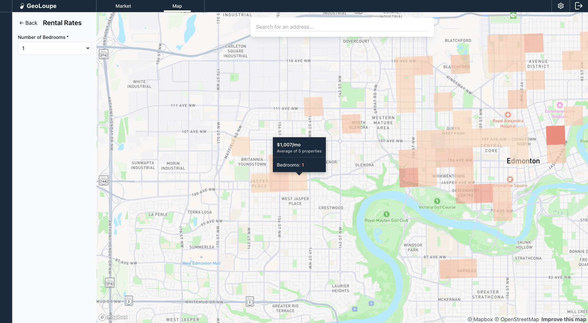 Spatial analysis of rental rates across neighborhoods and submarkets